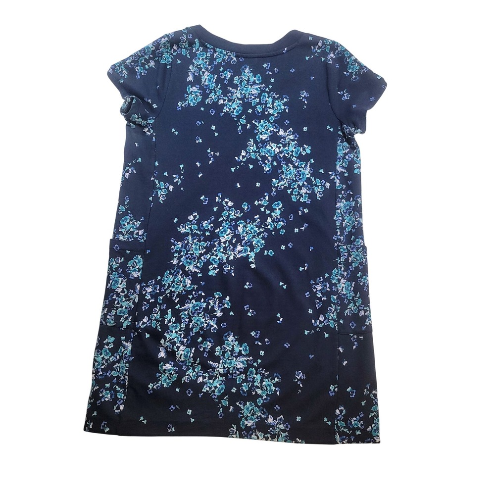 J. Jill Fit Dress Womens Med Blue Floral V-Neck Short Sleeve French Terry Pocket - Picture 2 of 8